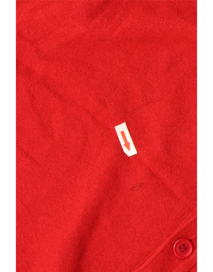 Benetton Homme Cardigan sans Manches Pull Large Rouge Laine