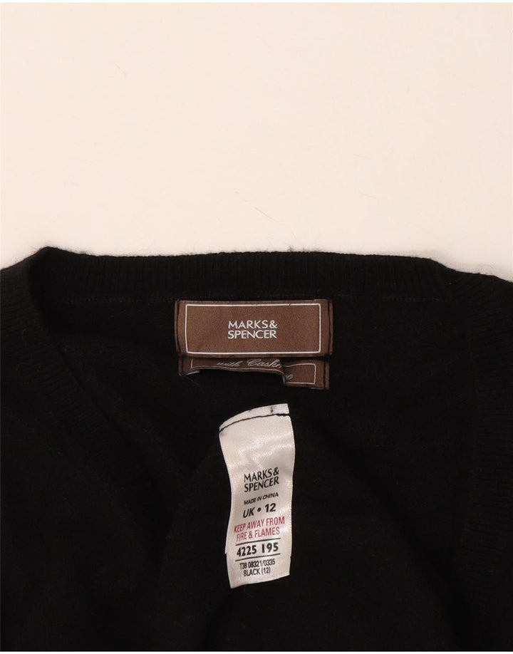 Marks & Spencer Pull col en V pour femme UK 12 Viscose noir moyen
