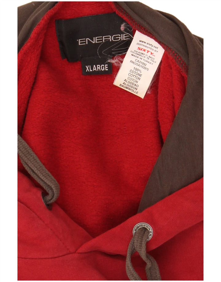 ENERGIE Pull à capuche graphique homme XL rouge coton