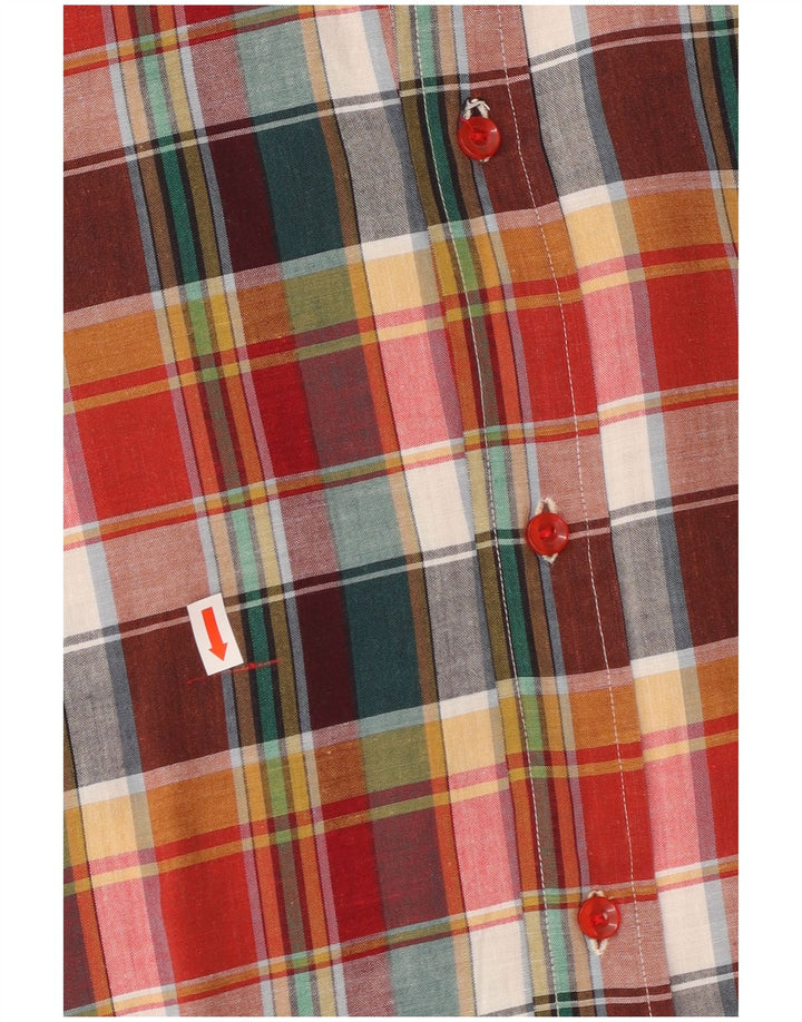 VINTAGE Chemise militaire à manches courtes pour hommes IT 50 Plaid multicolore moyen