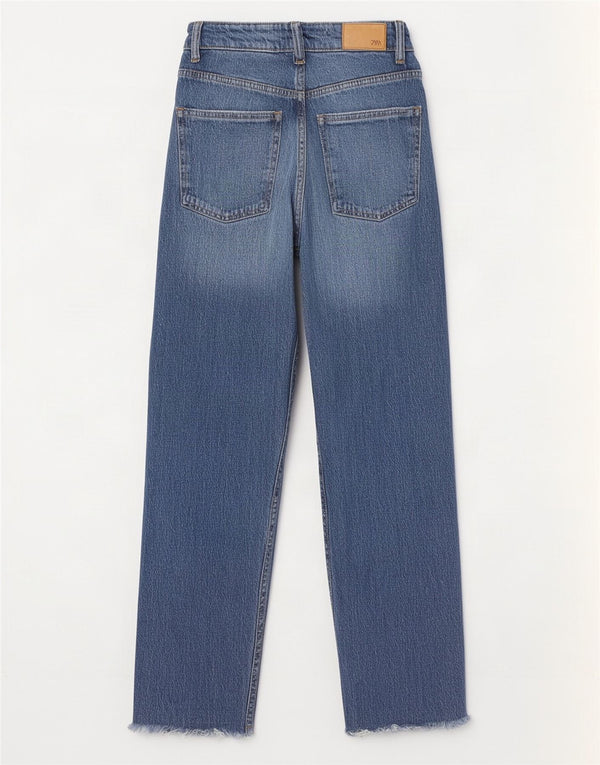 Zara Jean droit femme EU 38 Small W28 L26 coton bleu