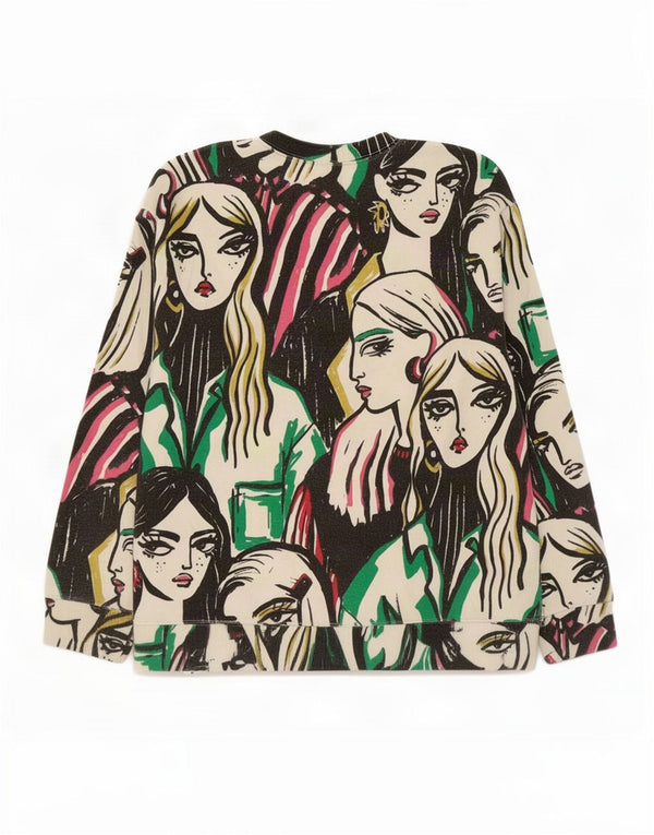 Zara Womens Graphic Sweatshirt Jumper UK 14 Moyen Multicolore