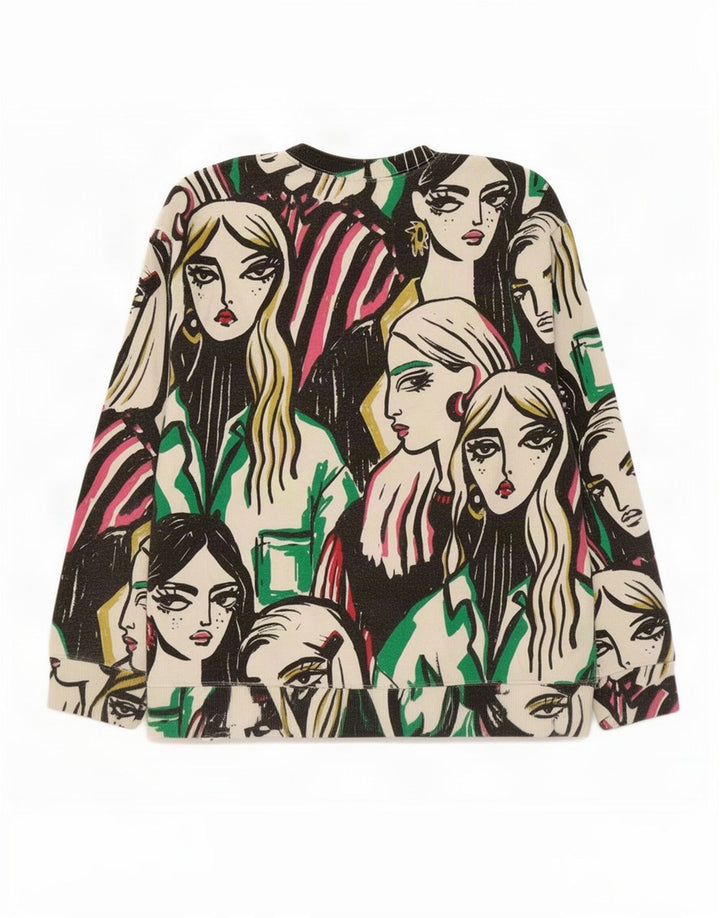 Zara Womens Graphic Sweatshirt Jumper UK 14 Moyen Multicolore