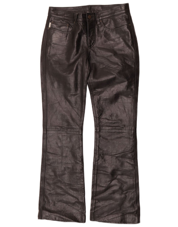 Pantalon en cuir Bootcut femme Iceberg W27 L29 cuir noir