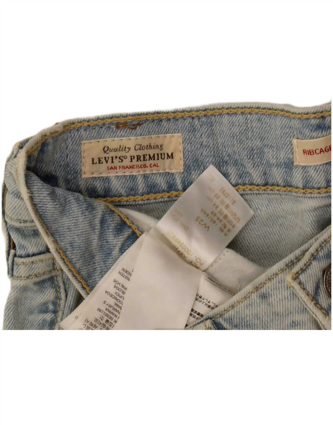 Levi's Bermuda Ribcage Femme W25 XS Bleu Coton