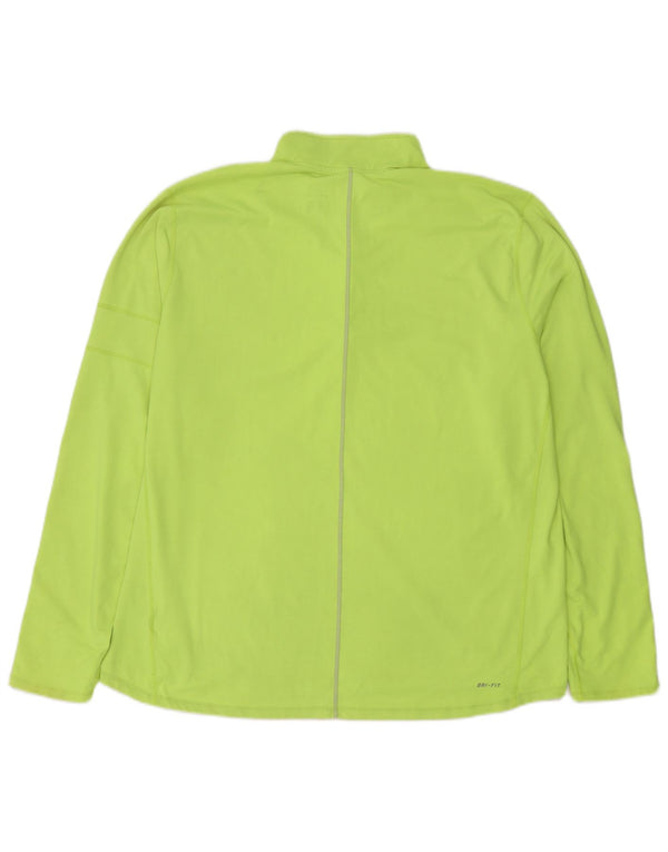 Nike Hommes Dri Fit Zip Neck Pull Survêtement Top 2XL Vert Polyester