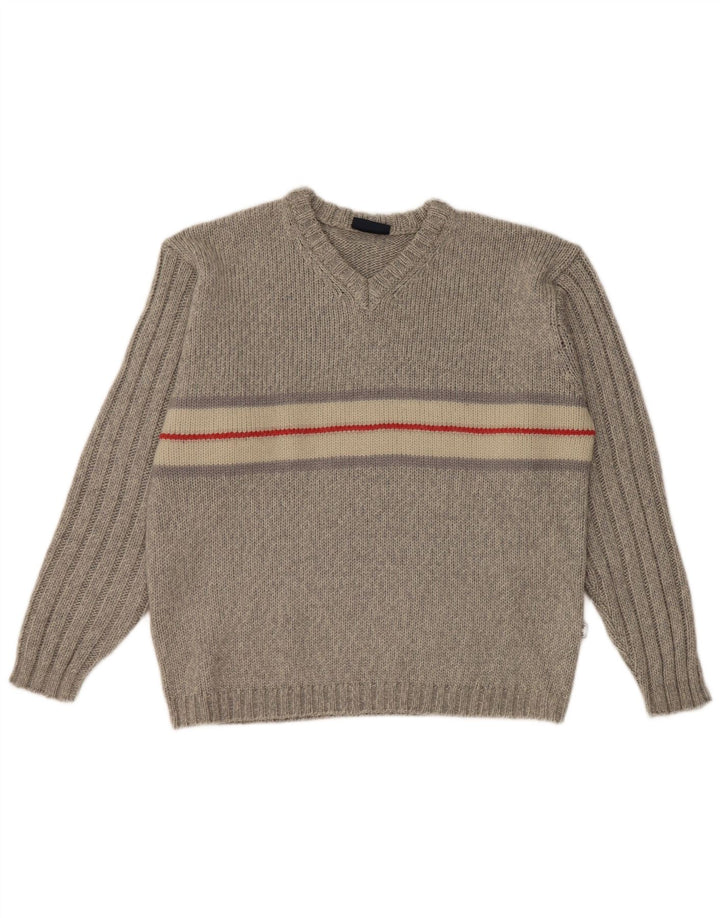 Tom Tailor Pull col V pour femme UK 16 Large Gris Colorblock