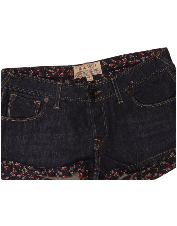 JACK WILLS Short en jean pour femme UK 8 Small W28 Bleu marine Floral
