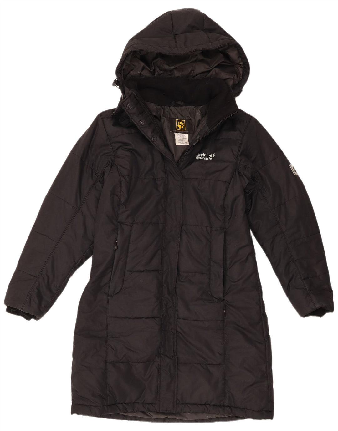 Jack Wolfskin Manteau rembourré à capuche pour femme UK 10 Petit Noir Polyester