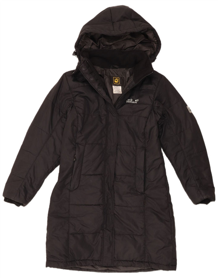Jack Wolfskin Manteau rembourré à capuche pour femme UK 10 Petit Noir Polyester