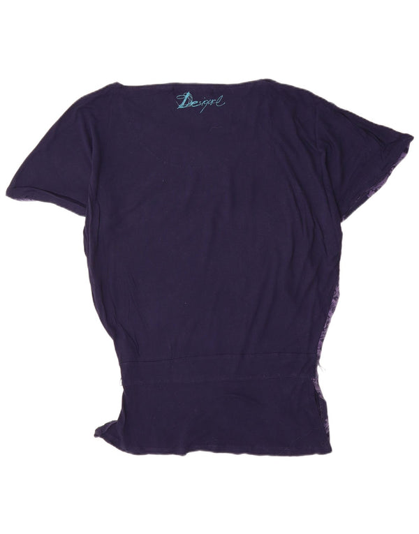 Desigual Womens Batwing Blouse Top UK 10 Small Bleu Marine Viscose