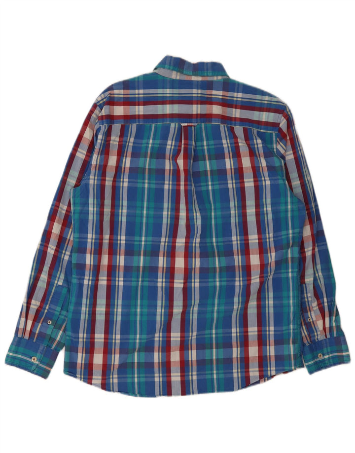 Chaps Chemise Easy Care Homme Bleu Moyen à Carreaux en Coton