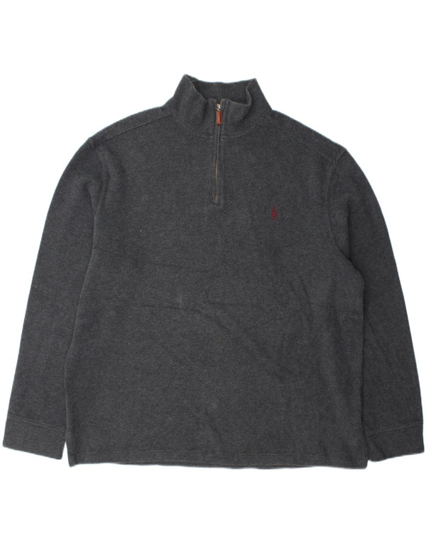 Polo Ralph Lauren Pull à col zippé pour homme XL Gris Coton