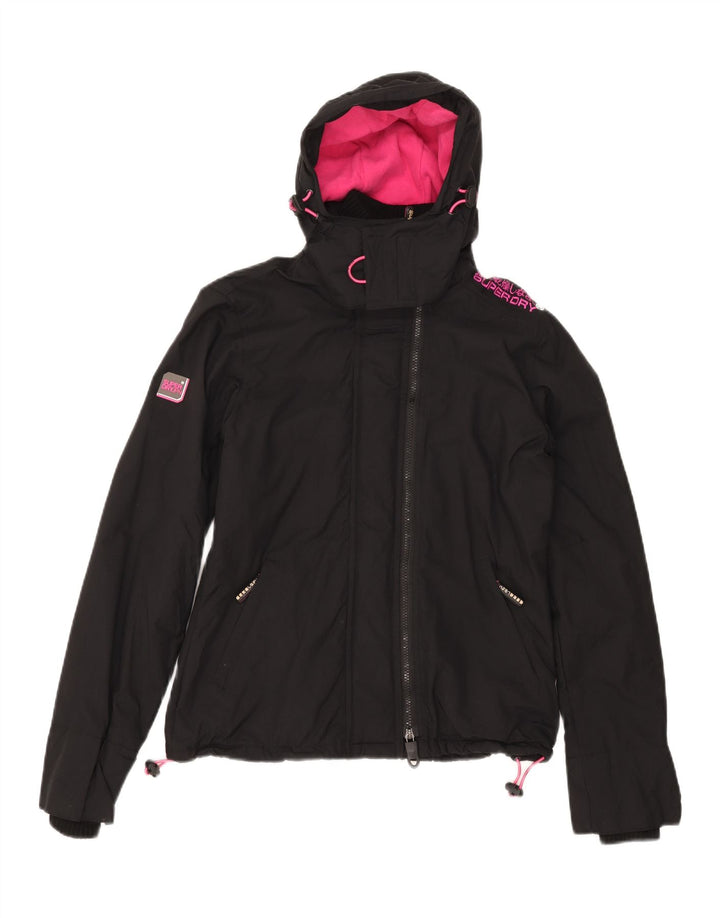 Superdry Veste coupe-vent à capuche Windcheater pour femme UK 14 Medium Noir