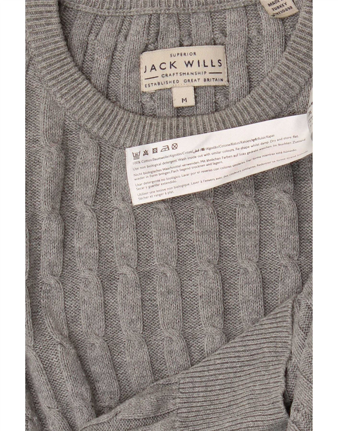 Jack Wills Pull à col rond pour homme en coton gris moyen