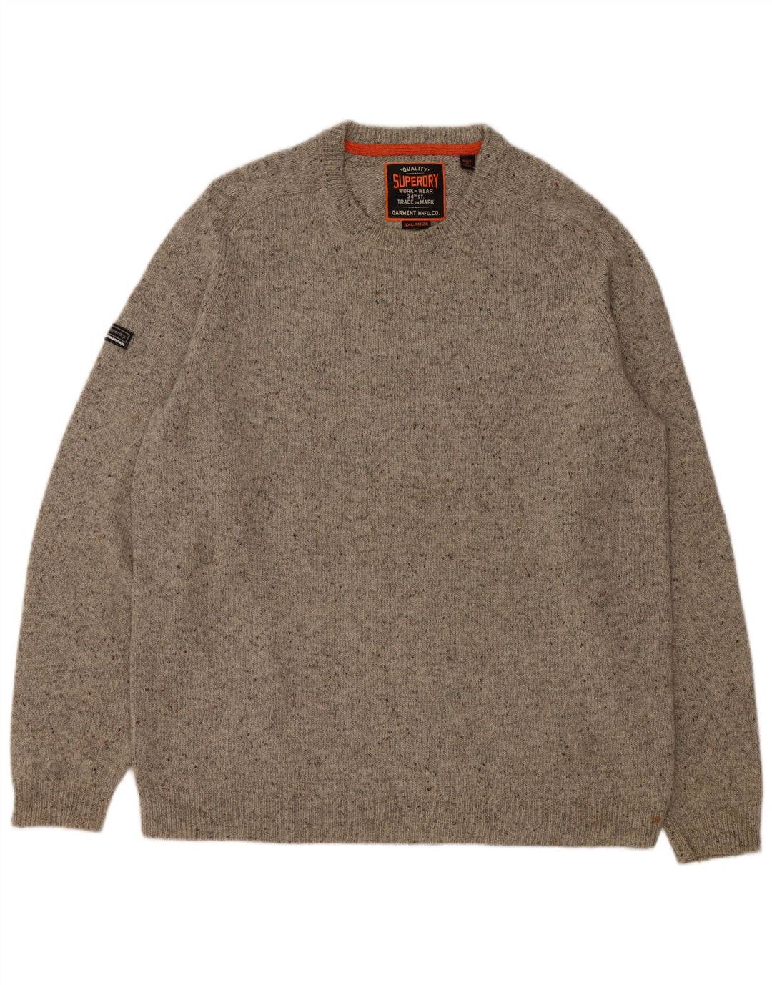 Superdry Pull ras du cou pour homme 3XL en laine mouchetée gris