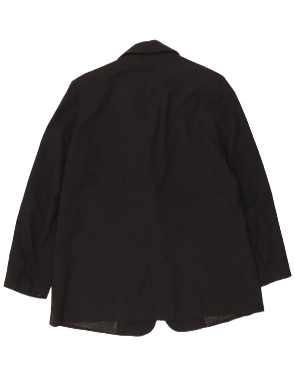 Zara Femme 1 Bouton Blazer Veste UK 14 Moyen Noir Polyester