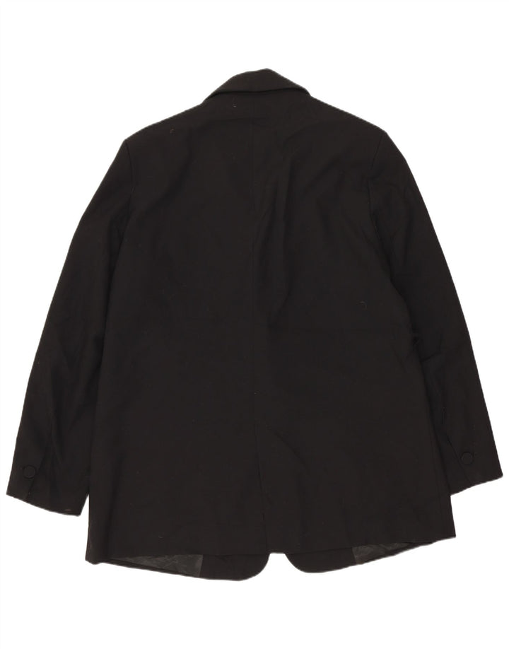 Zara Femme 1 Bouton Blazer Veste UK 14 Moyen Noir Polyester