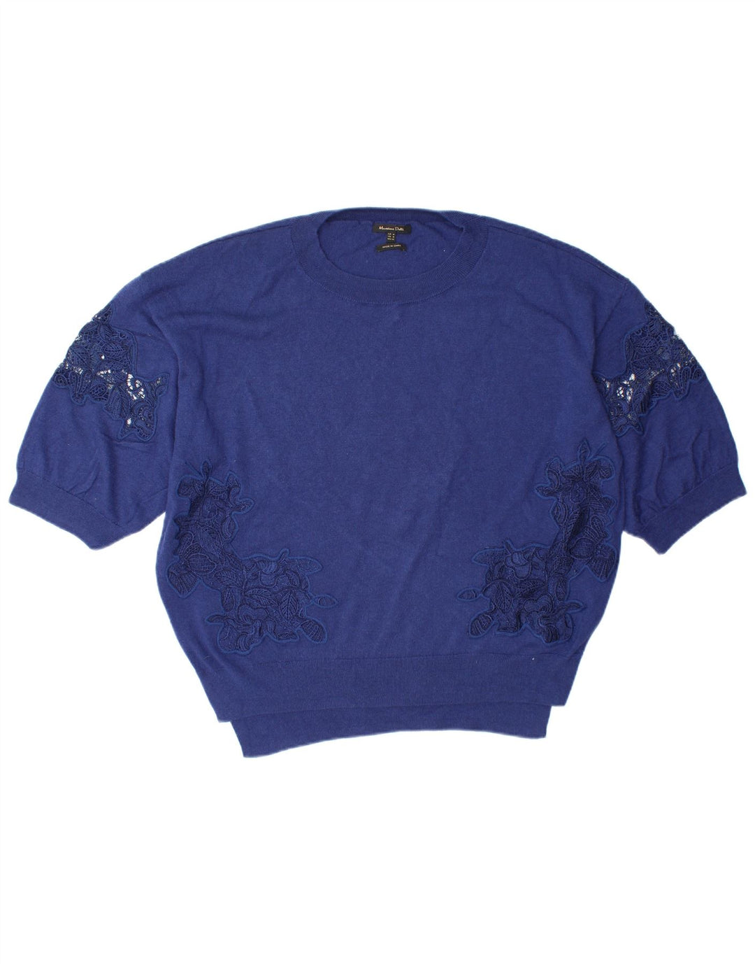 MASSIMO DUTTI Pull surdimensionné à col rond pour femme UK 14 Bleu moyen