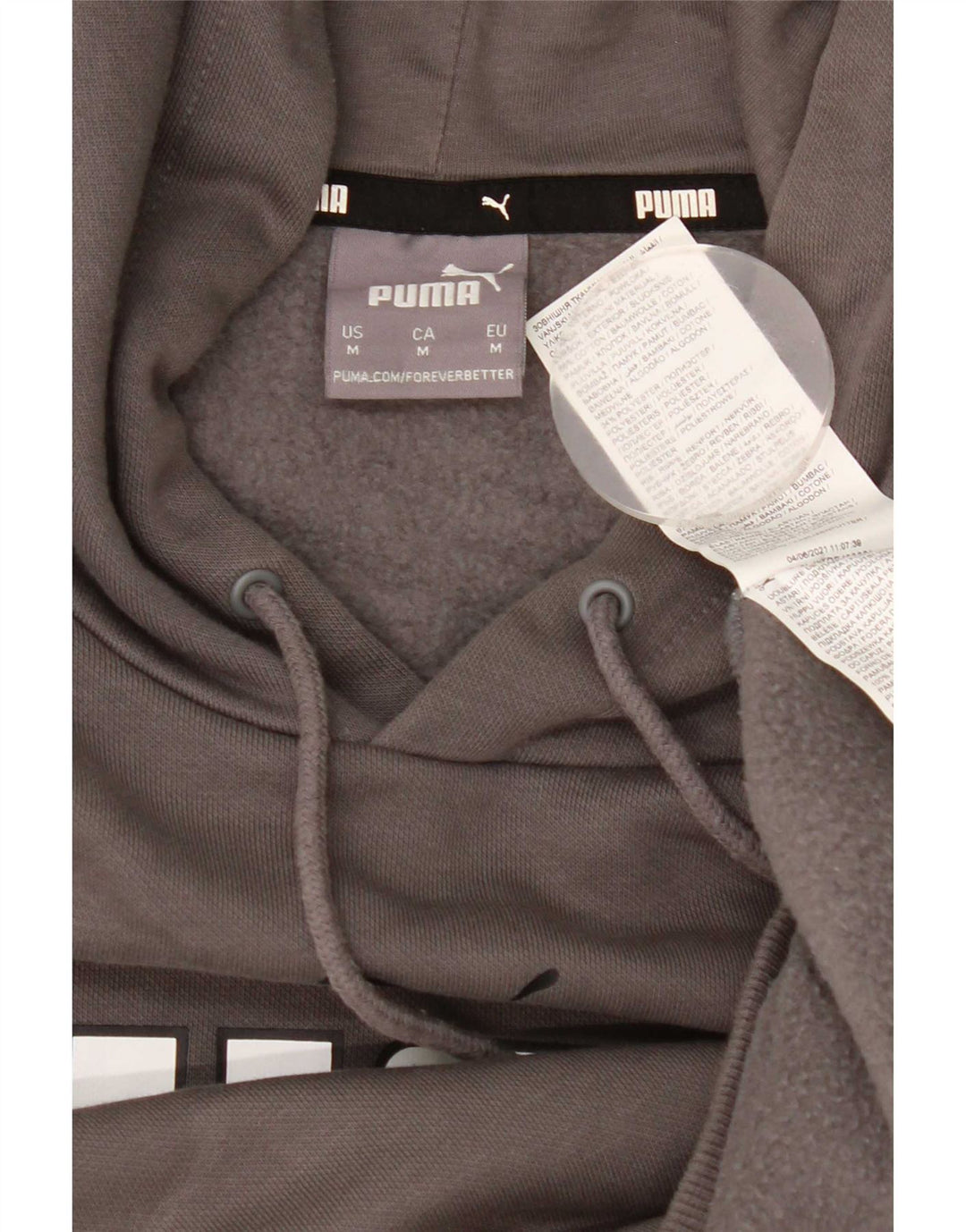 Puma Pull à Capuche Graphique Homme Gris Moyen Coton