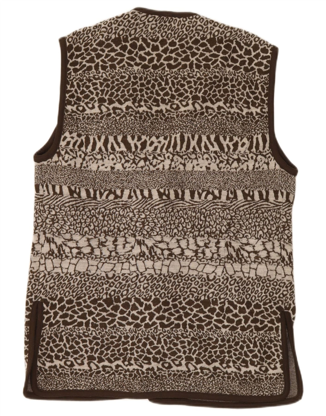 Pierre Cardin Gilet Femme IT 44 Laine Imprimé Animal Marron Moyen