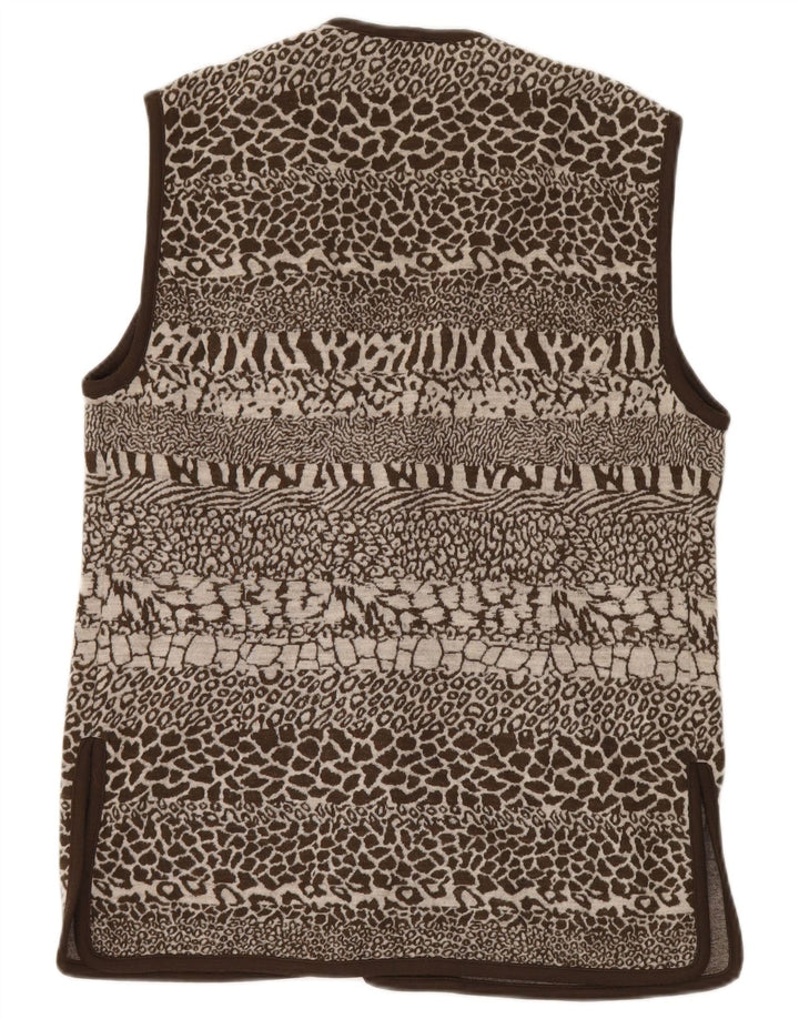 Pierre Cardin Gilet Femme IT 44 Laine Imprimé Animal Marron Moyen