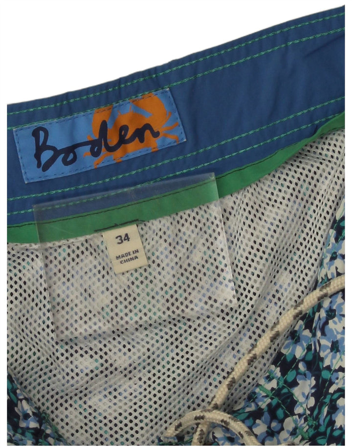 Boden Homme Short de Bain Large Bleu Floral Nylon