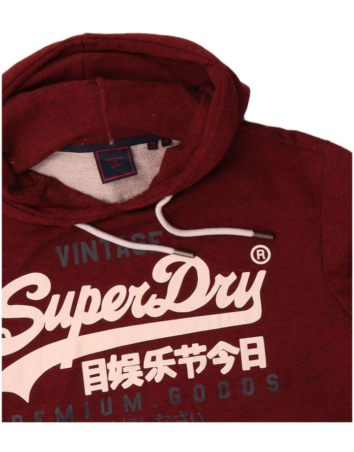 SUPERDRY Pull à capuche graphique XL pour homme en coton marron