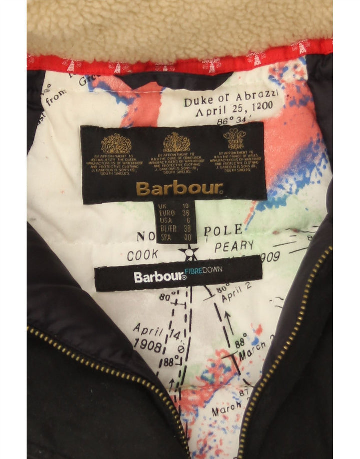 Barbour Manteau rembourré surdimensionné à capuche pour femme UK 10 Petit Noir