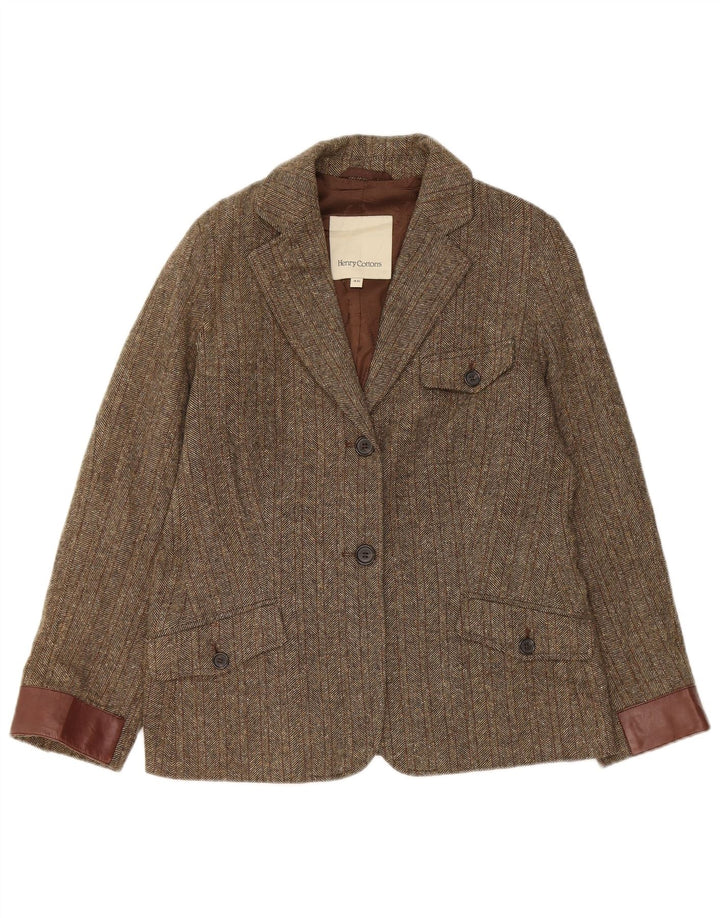 Henry s Veste blazer à 2 boutons pour femme IT 46 Grand chevrons marron
