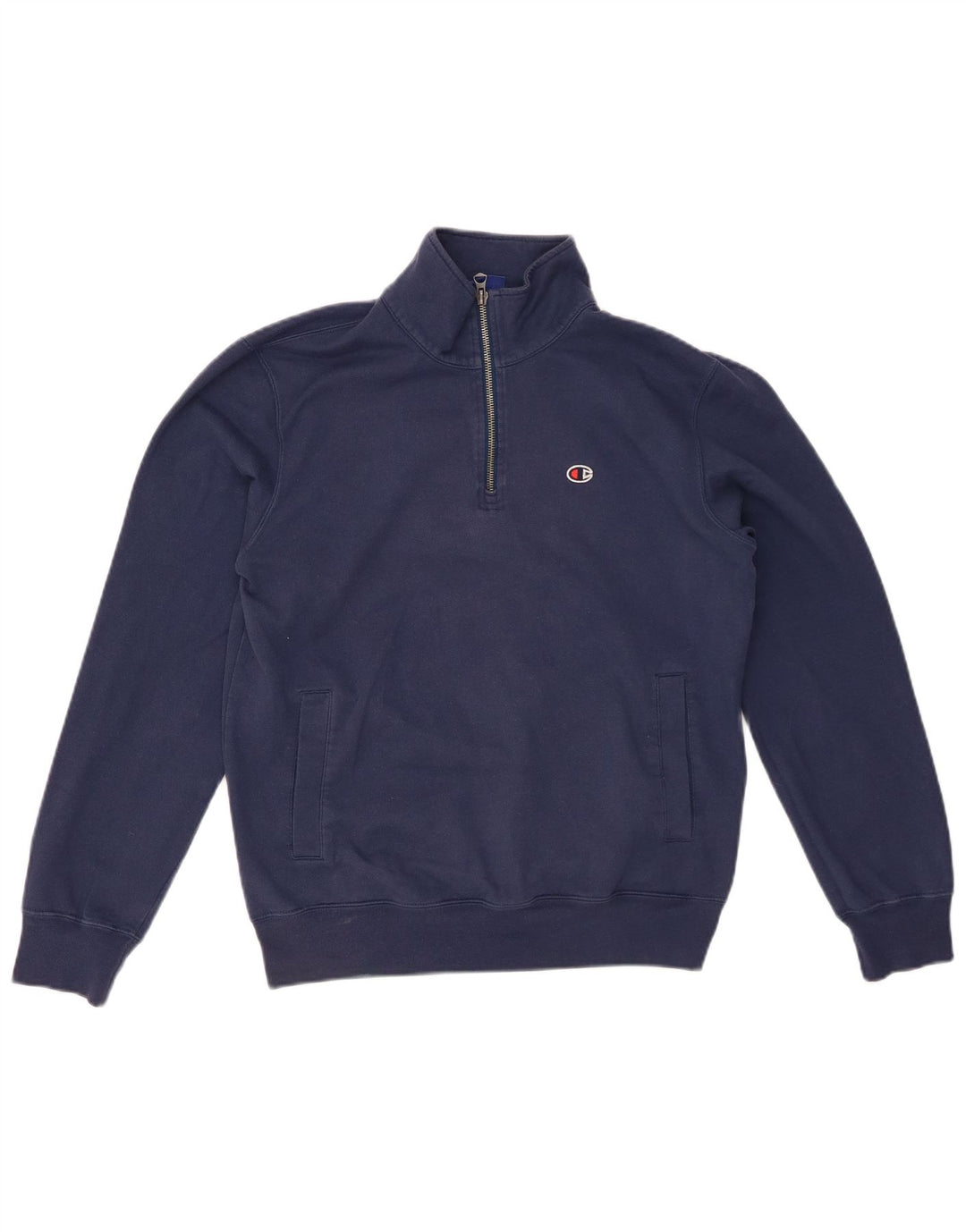 CHAMPION Sweat-shirt col zippé pour homme, petit, bleu marine, polyester
