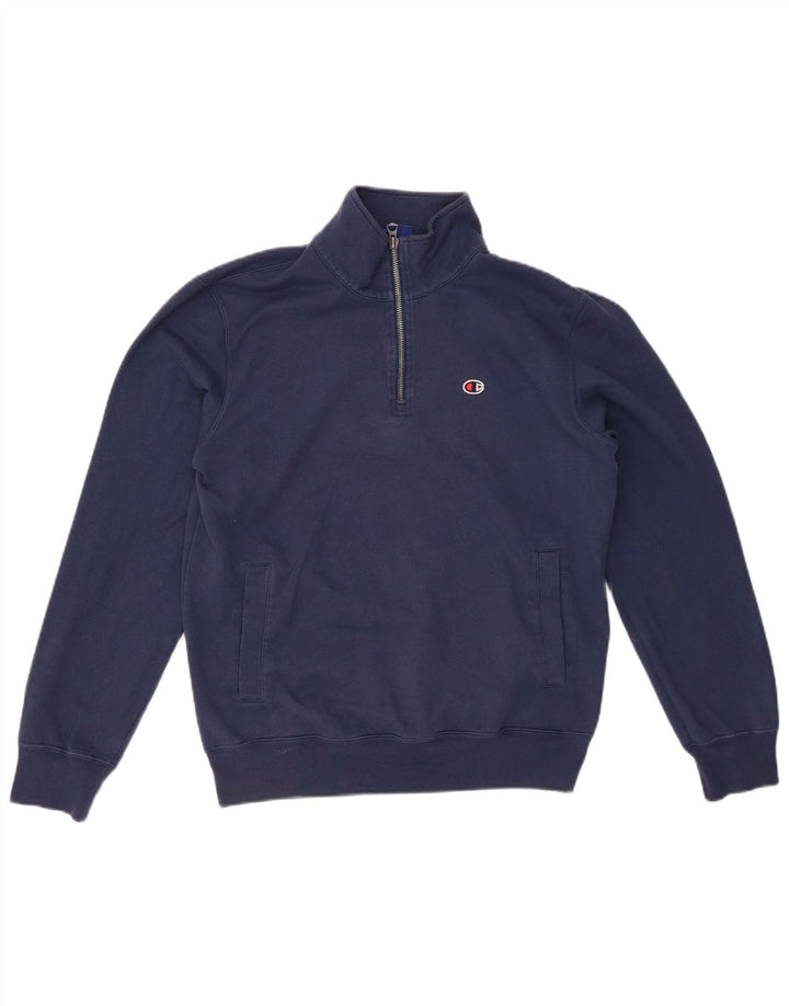 CHAMPION Sweat-shirt col zippé pour homme, petit, bleu marine, polyester