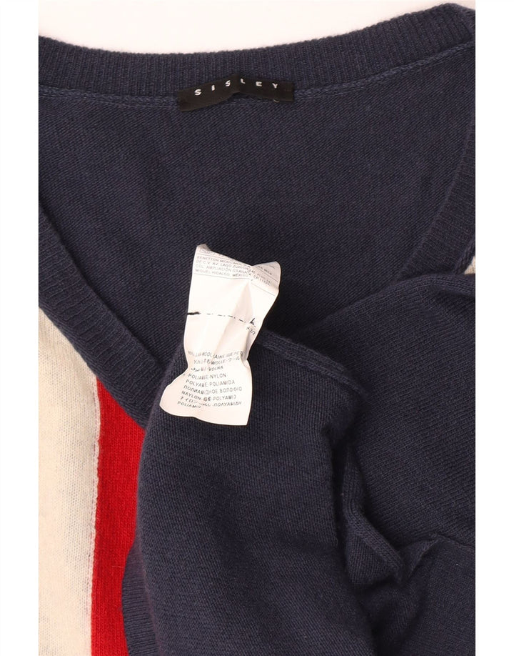 Sisley Femme England Débardeur Oversize Gilet Taille Unique Bleu Laine