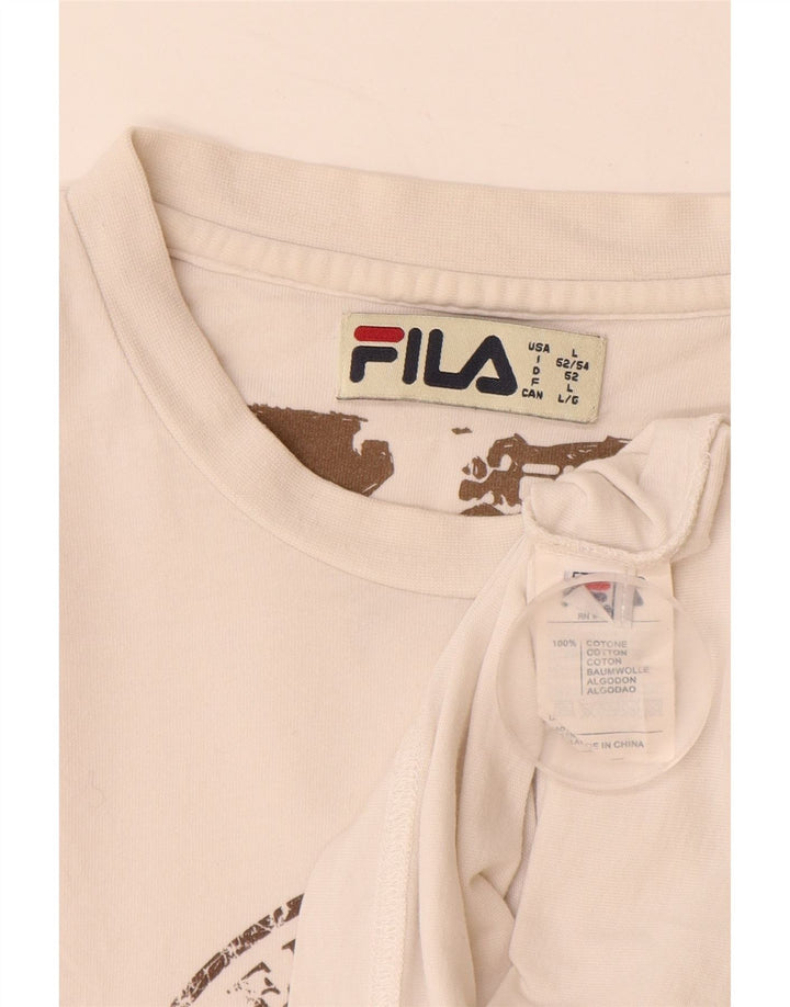 FILA T-Shirt Graphique Homme Grand Blanc Coton