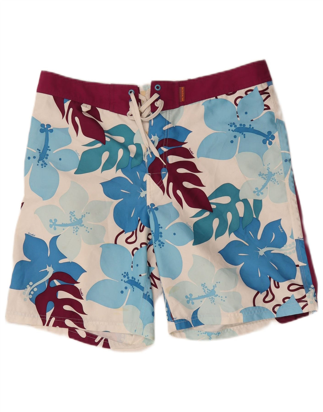 Sundek Short de bain pour homme en polyester à fleurs blanches