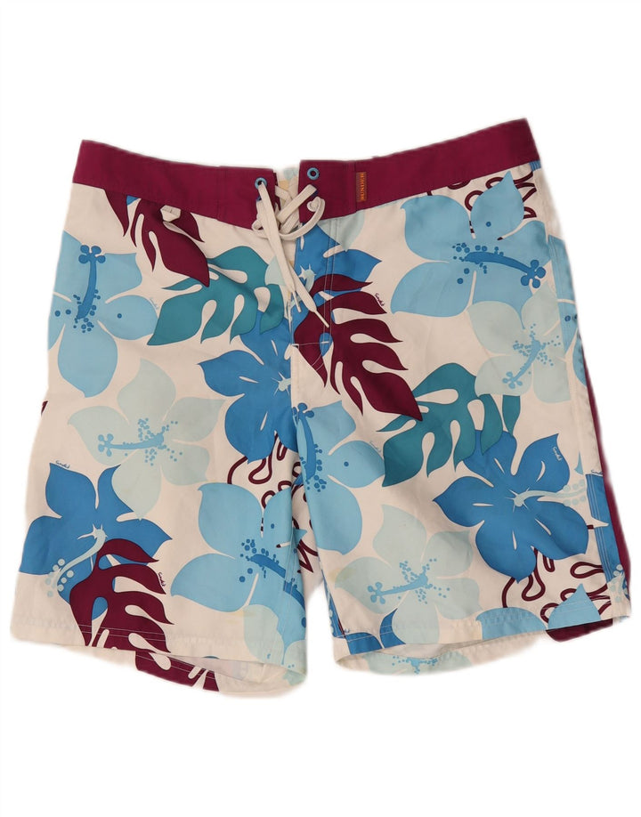 Sundek Short de bain pour homme en polyester à fleurs blanches