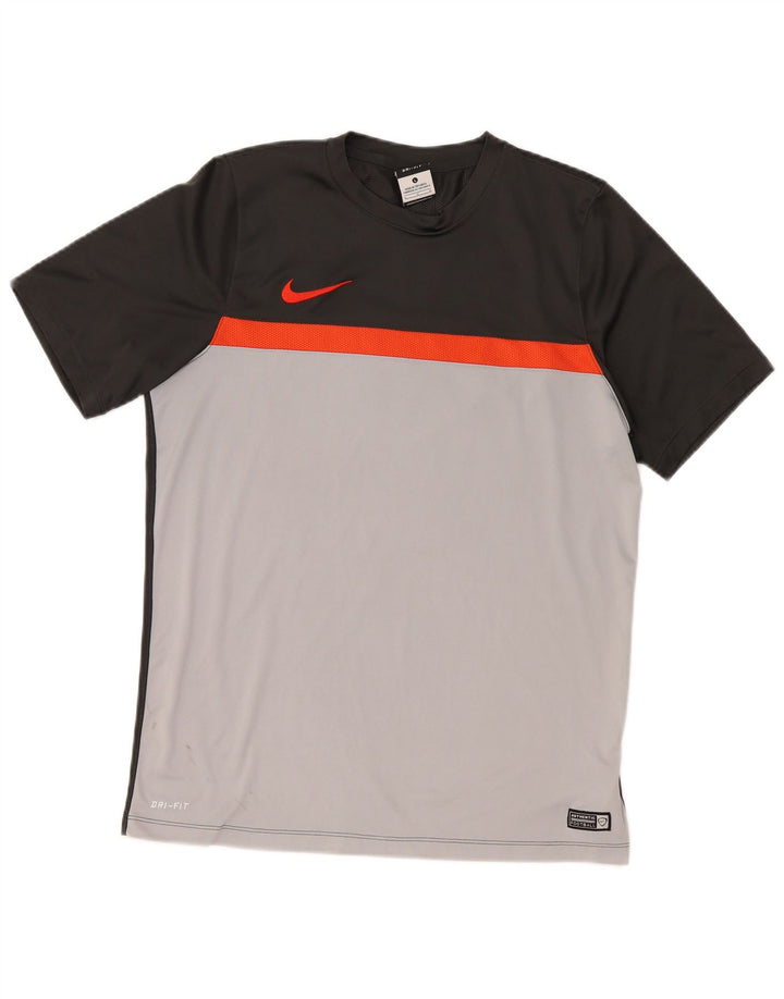 Nike Hommes Dri Fit T-Shirt Haut Large Gris Colorblock Polyester