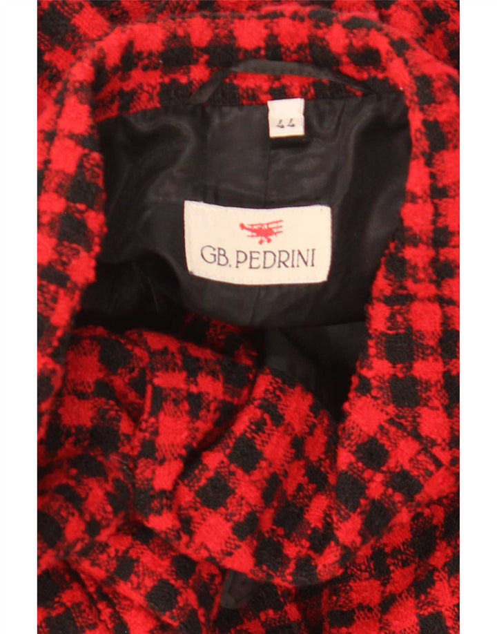 GB.PEDRINI Veste blazer à 4 boutons pour femme IT 44 à carreaux rouges moyens