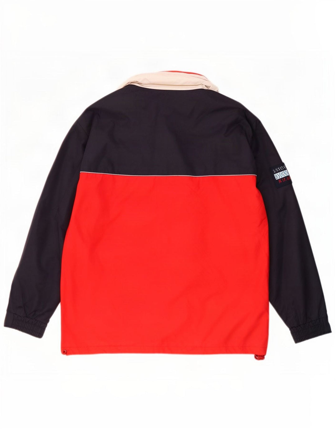 veste de pluie à capuche vintage pour homme UK 36 Petit polyester colorblock rouge
