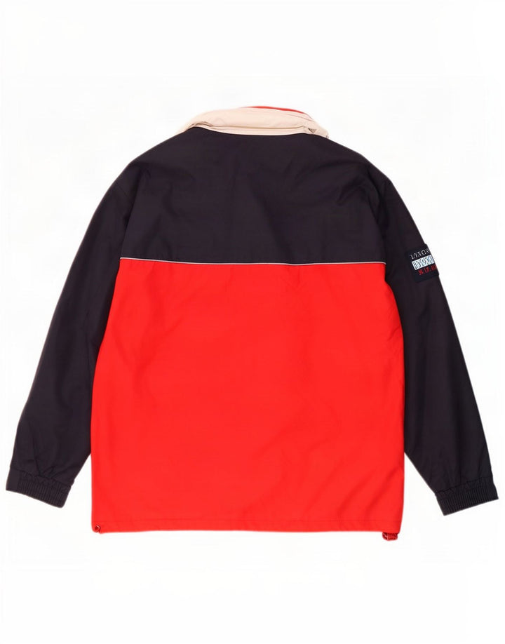 veste de pluie à capuche vintage pour homme UK 36 Petit polyester colorblock rouge