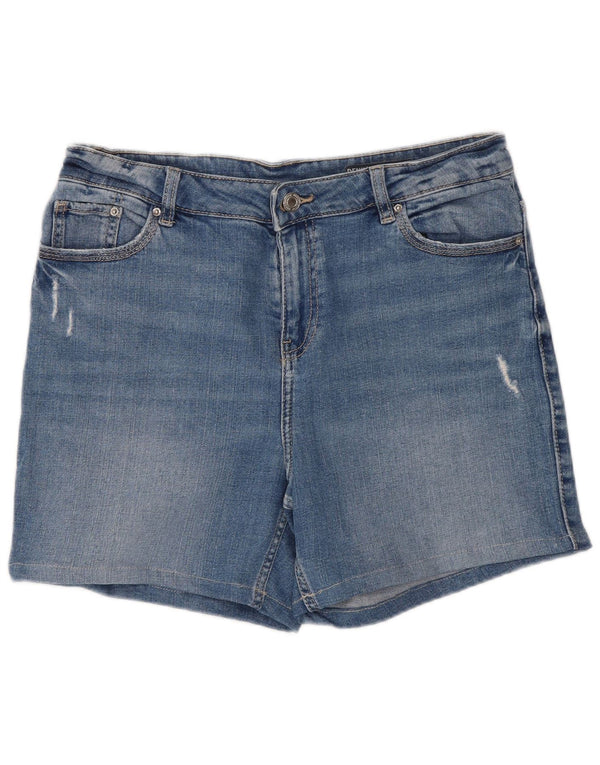 Marks & Spencer Womens Distressed Denim Shorts UK 12 Medium W30 Blue Cotton