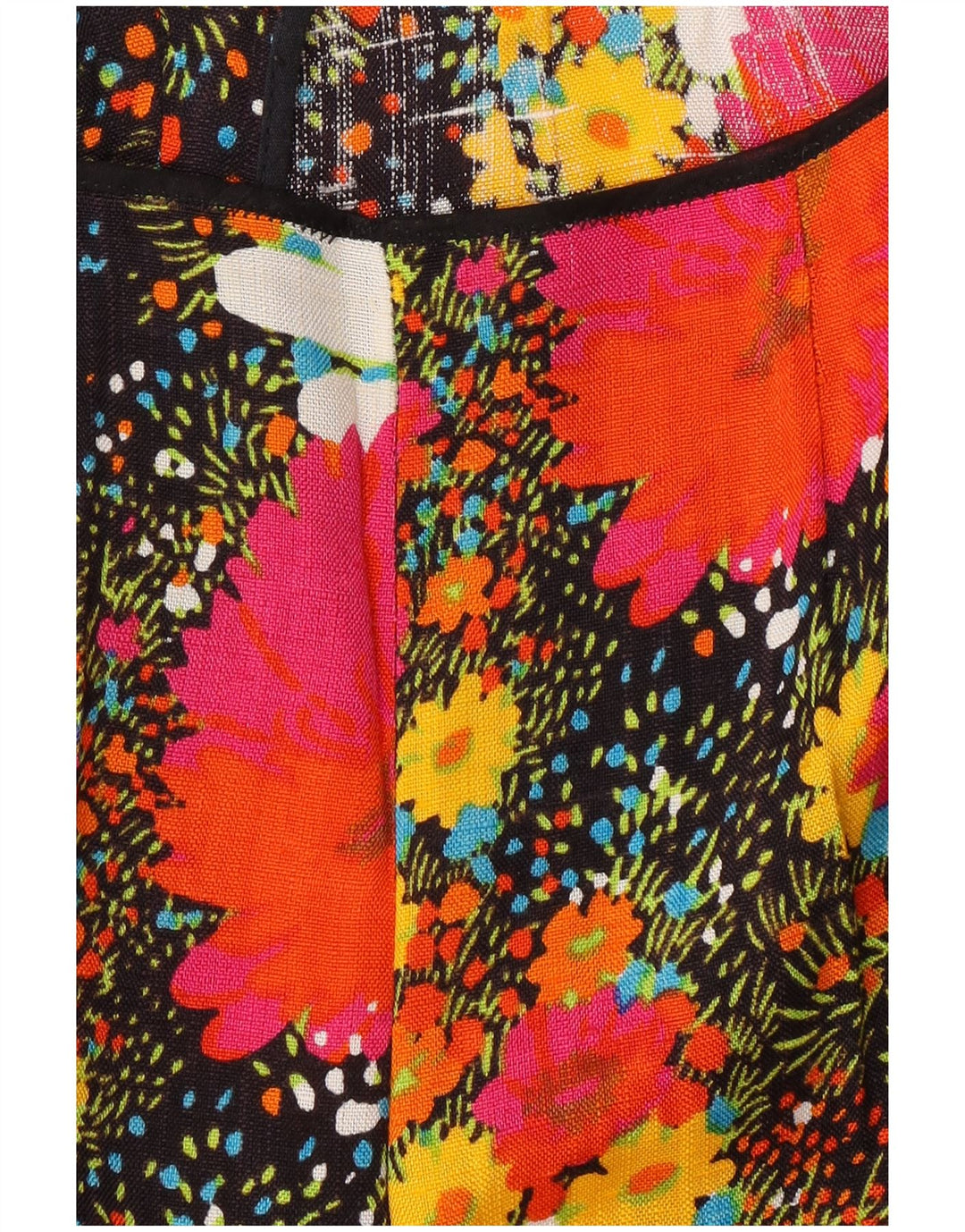 VINTAGE Pantalon décontracté taille haute pour femme W26 L31 Floral multicolore