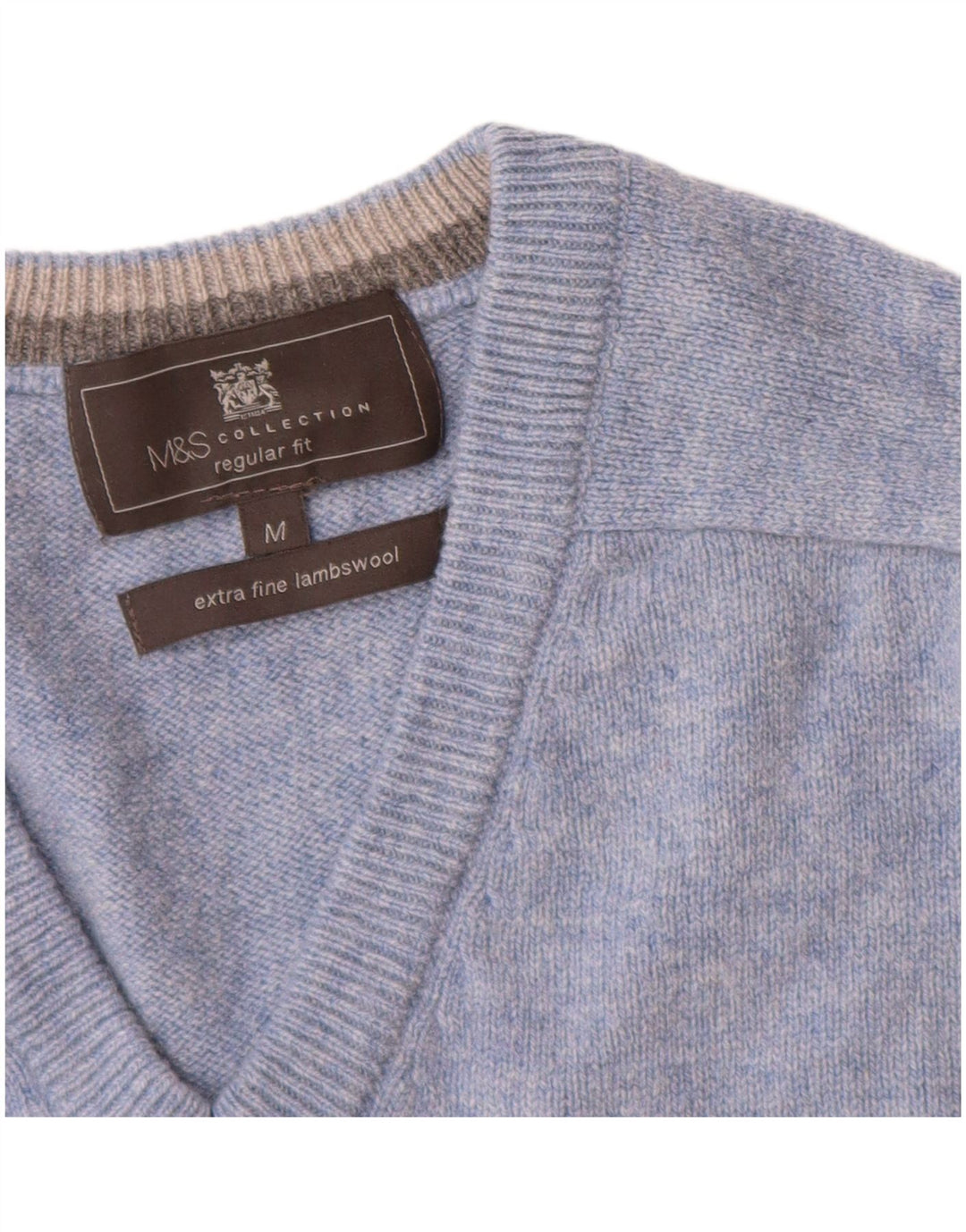 Marks & Spencer Pull Regular Fit Col V Homme Bleu Moyen