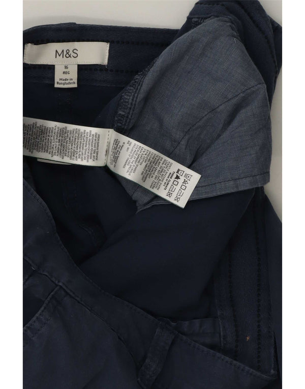 Marks & Spencer Pantalon Chino Femme UK 16 Large W36 L28 Bleu Marine