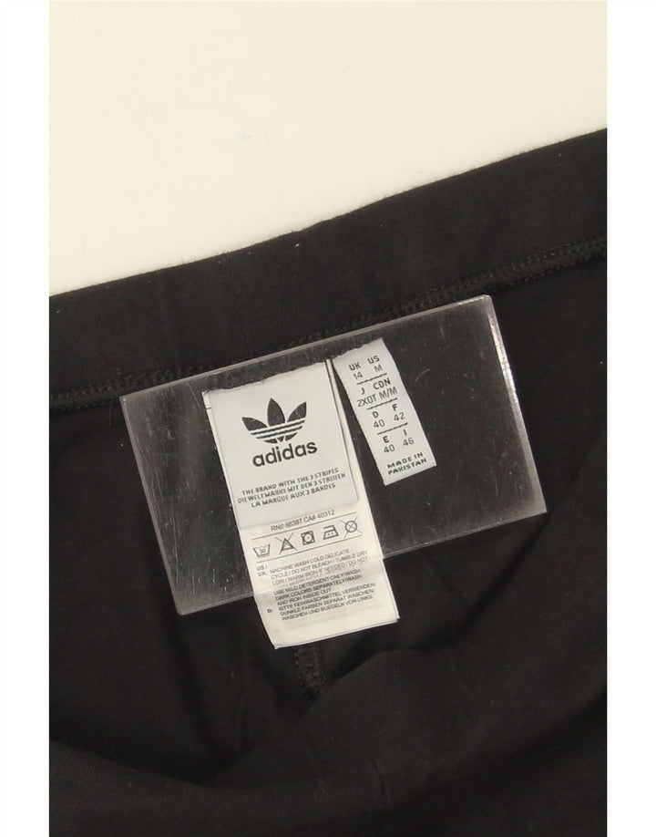 ADIDAS Womens Graphic Leggings UK 14 Medium Black Cotton
