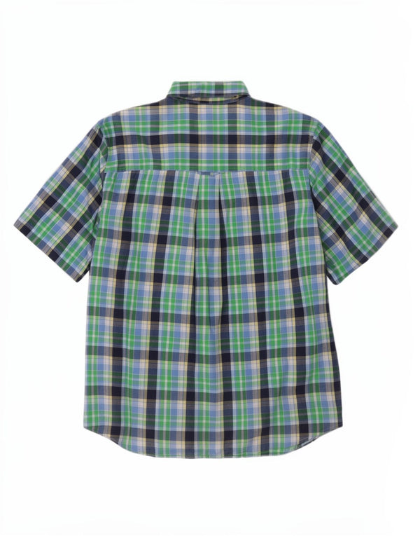 Chaps Chemise à manches courtes pour homme XL en coton à carreaux vert