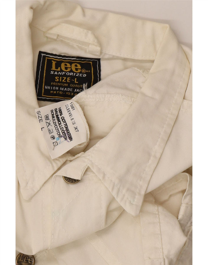 LEE Gilet court pour femme UK 16 Large en coton blanc cassé