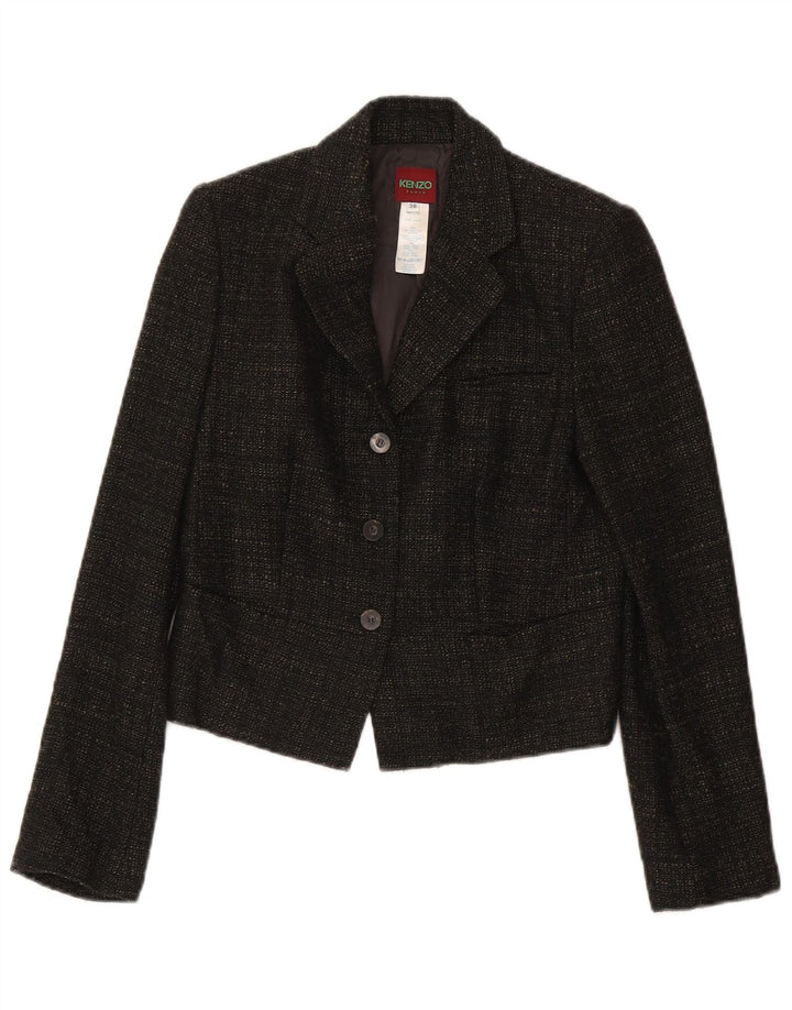 Kenzo Veste Blazer 3 Boutons Femme EU 38 Laine Mouchetée Marron Moyen