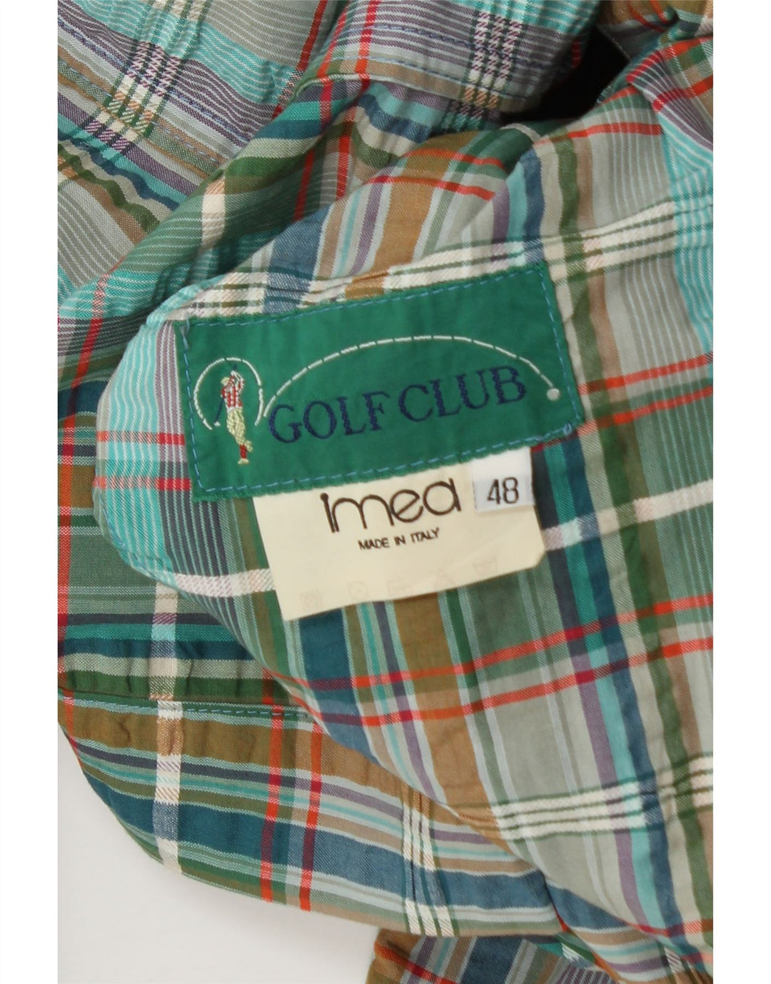 vintage Homme 3 Bouton Blazer Veste IT 48 Coton Plaid Vert Moyen