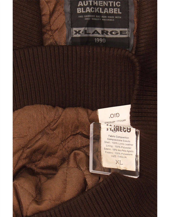 VINTAGE Veste en cuir femme UK 18 XL Cuir Marron